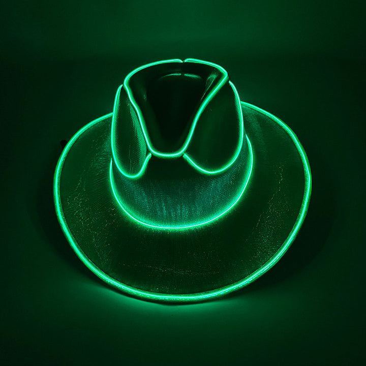 Party in Style with the LED Wireless Fluorescent Colorful Cowboy Flashing Hat - Perfect for Halloween and More!
