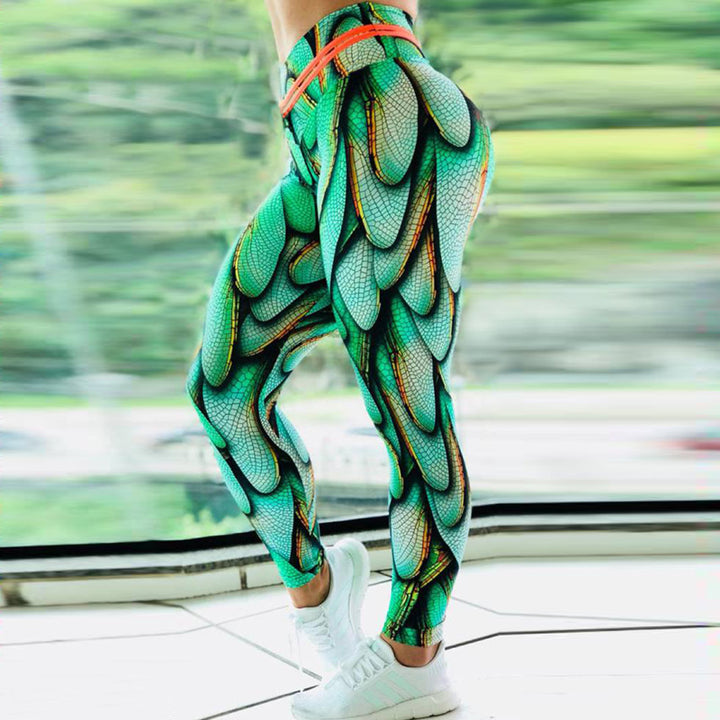 Realistic 3D Large Insect Green Scales Tight yoga leggings