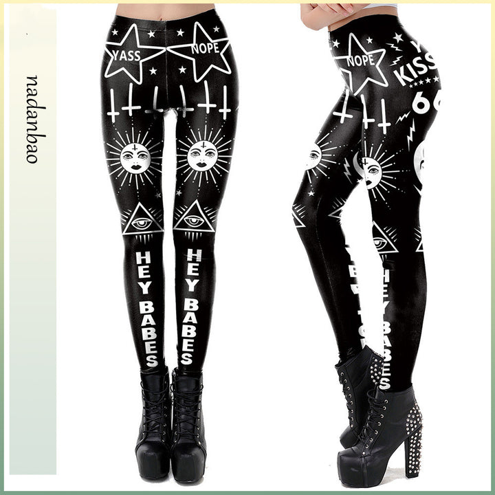 Bold and Edgy Sun and Moon Black and White Women's Legging
