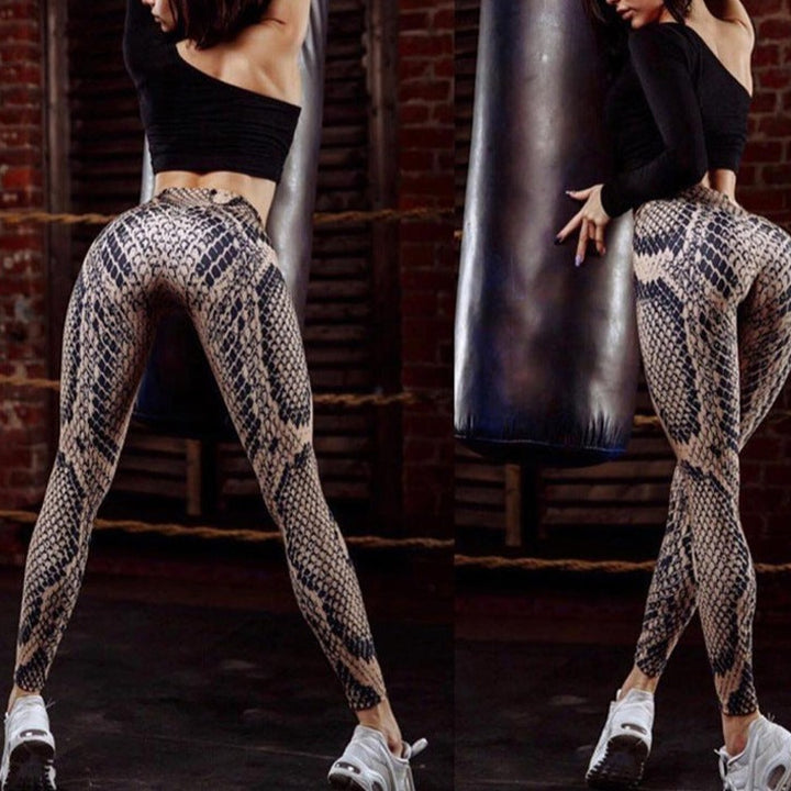 Realistic 3D Snakeskin Fashionable Print Fitness Yoga Leggings
