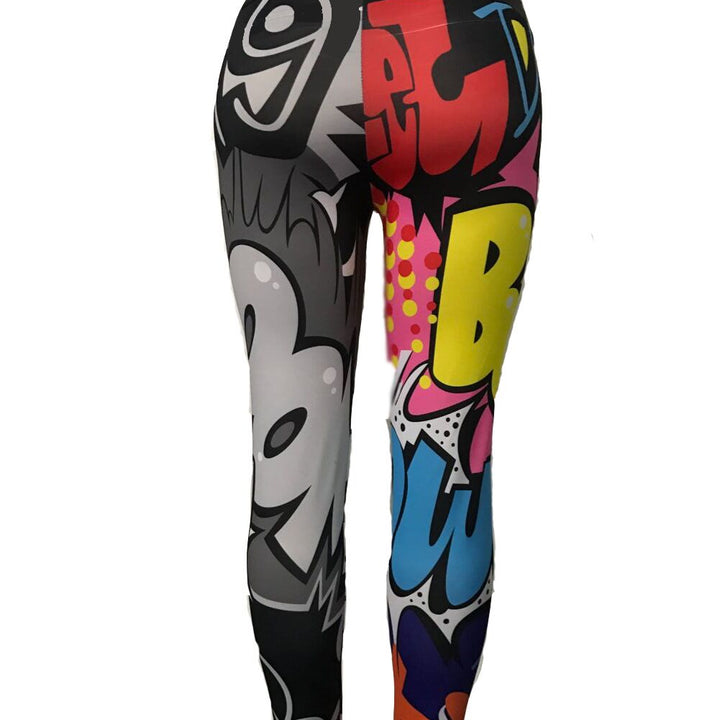 Cartoon pattern 3D printing dag personality high waist yoga pants sports leggings