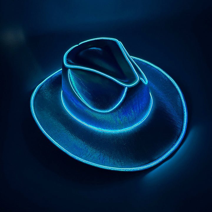 Party in Style with the LED Wireless Fluorescent Colorful Cowboy Flashing Hat - Perfect for Halloween and More!
