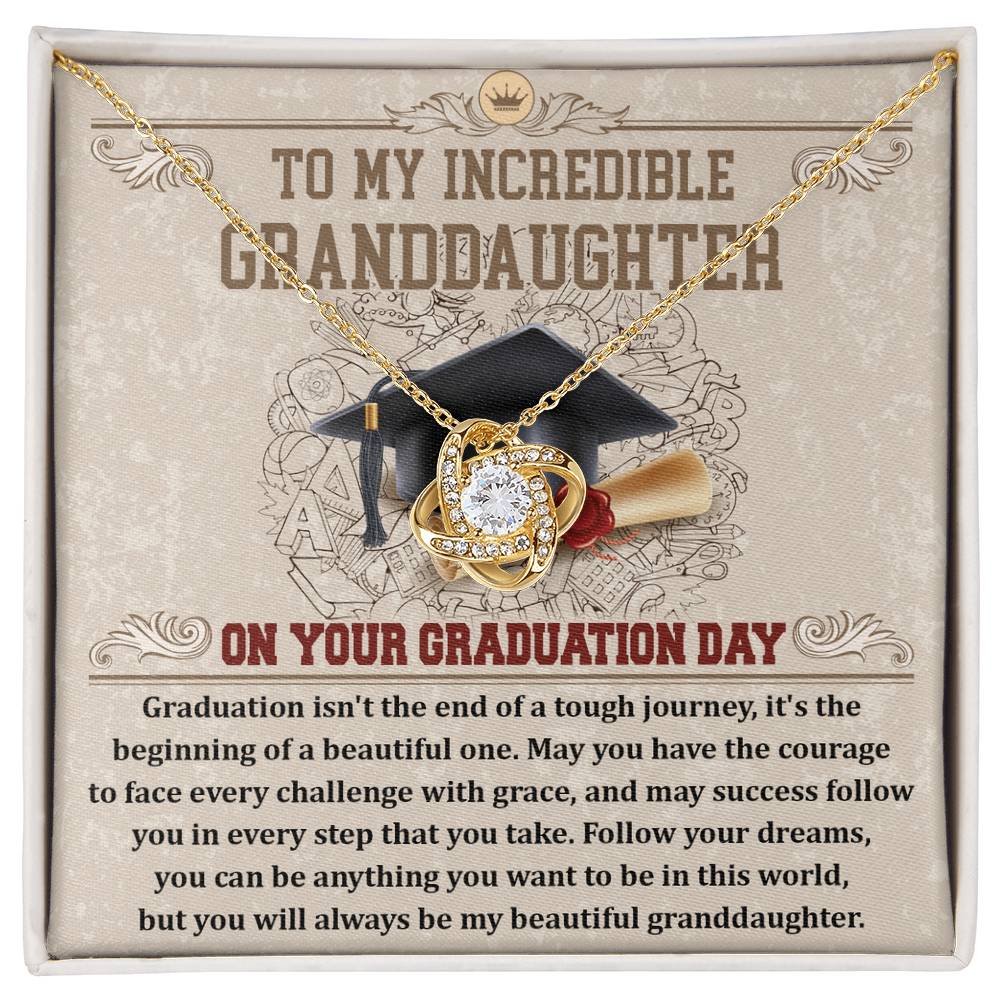 To My Incredible GrandDaughter on your graduation day, graduation isn't the end of a tough journey, it's the beginning of a beautiful one., the courage to face every challenge with grace, success follows you in every step you take, follow your dreams