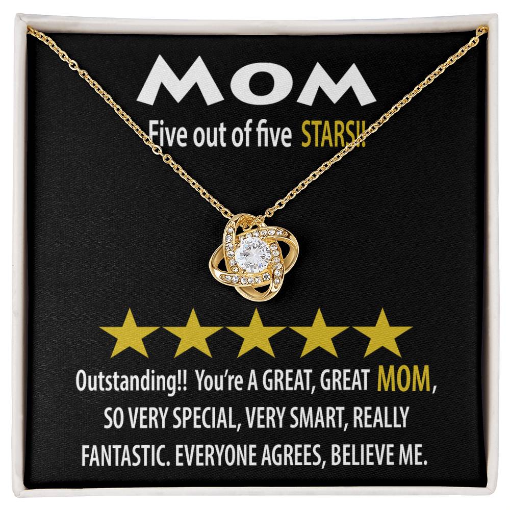 To My MOM, Outstanding! Five out of five STARS! A great MOM so special very smart, really fantastic, everyone agrees, believe me