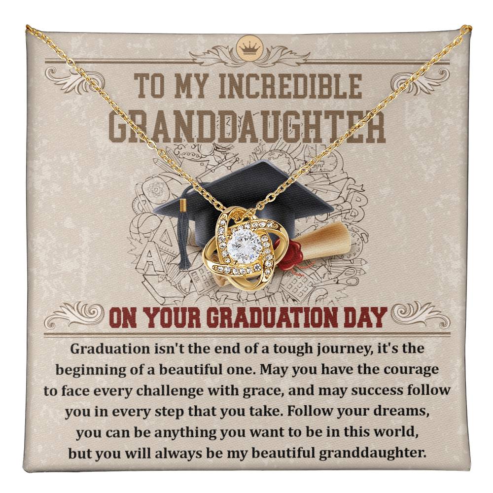 To My Incredible GrandDaughter on your graduation day, graduation isn't the end of a tough journey, it's the beginning of a beautiful one., the courage to face every challenge with grace, success follows you in every step you take, follow your dreams