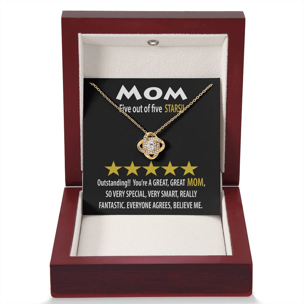 To My MOM, Outstanding! Five out of five STARS! A great MOM so special very smart, really fantastic, everyone agrees, believe me
