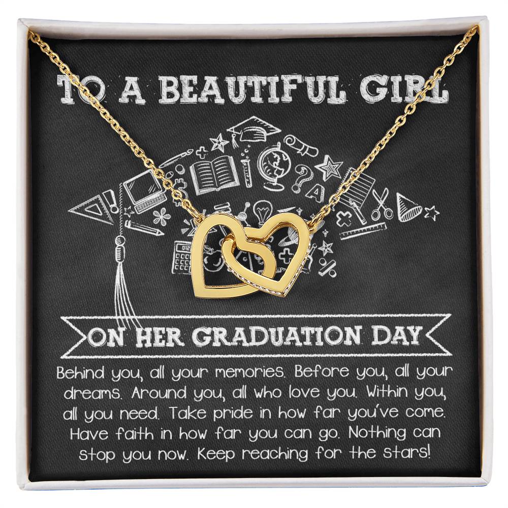 To A Beautiful Girl On Her Graduation Day, all your memories behind, all your dreams before you, those who love you around you, within you all you need, take pride in how far you've come, have faith in how far you can go, nothing can stop you now