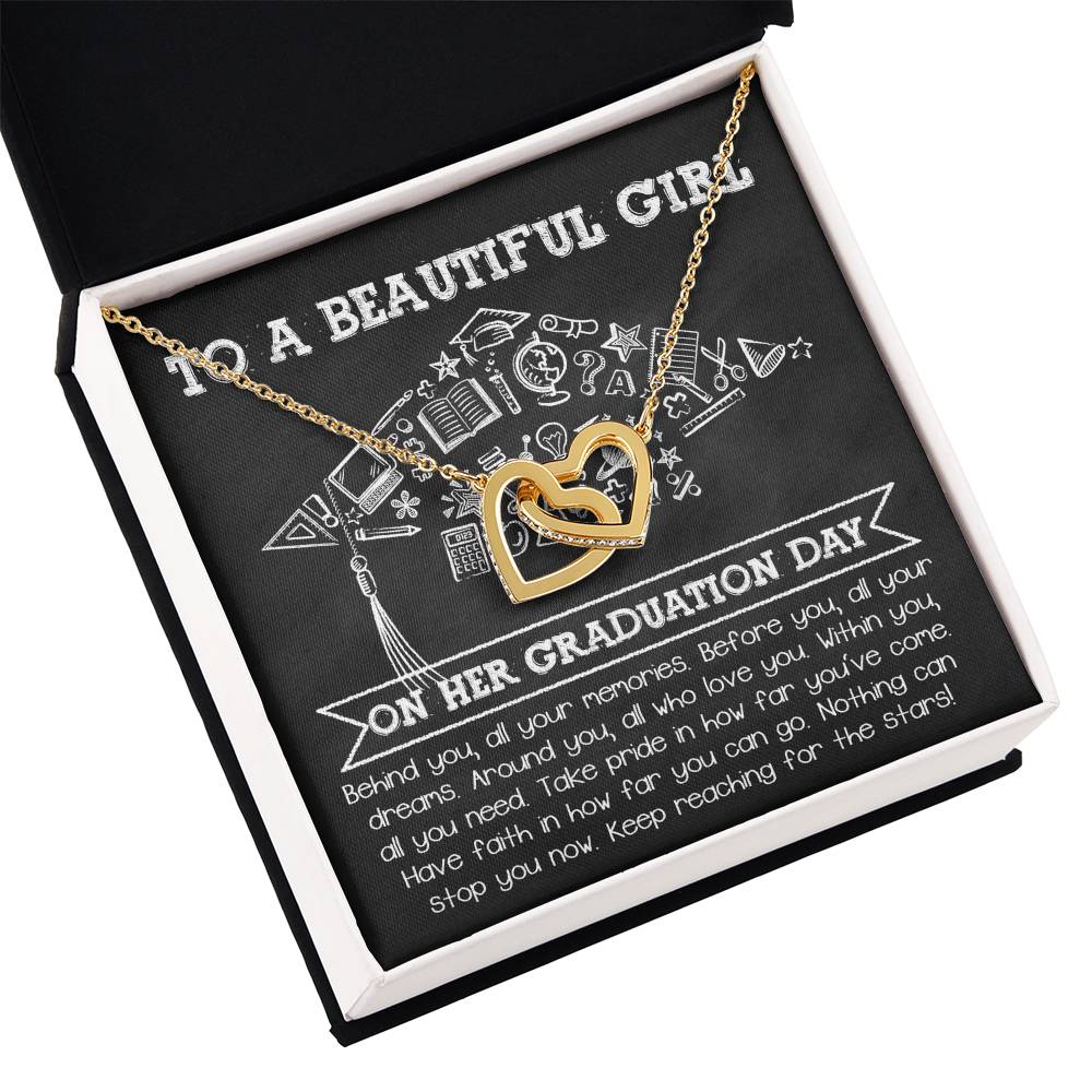 To A Beautiful Girl On Her Graduation Day, all your memories behind, all your dreams before you, those who love you around you, within you all you need, take pride in how far you've come, have faith in how far you can go, nothing can stop you now