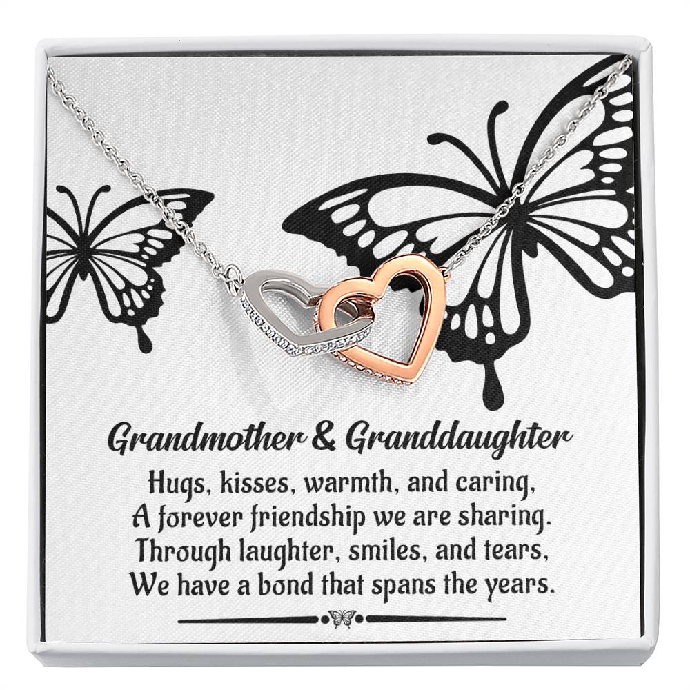 To my Grandma from Grandaughter, hugs kisses warmth and caring, a forever friendship we are sharing, laughter smiles and tears, a bond that spans the years