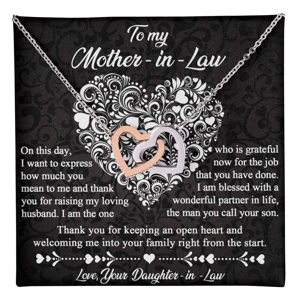 To my Mother in Law from daughter in law, thank you for raising my loving husband, I am blessed with a wonderful partner in life the man you call your son