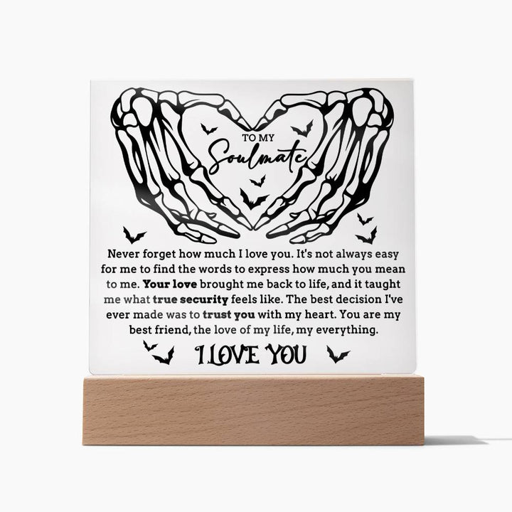 Halloween Decorative Plaque To My Soulmate What True Security Feels Like, trust you, my best friend, your love brought me back to life, my man, my woman, my husband, my wife, my Boo, gift ideas