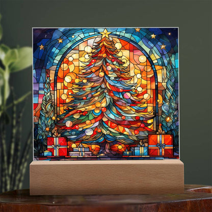 Christamas Tree on Stained Glass, Gift ideas, celebrations, parties, decor