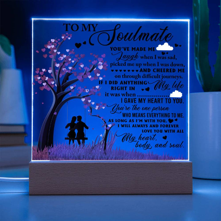 To My Soulmate I Gave My Heart To You Acrylic LED Decor Women Men Anniversary Valentine To Wife From Husband Birthday Gift Ideas Wedding New Baby