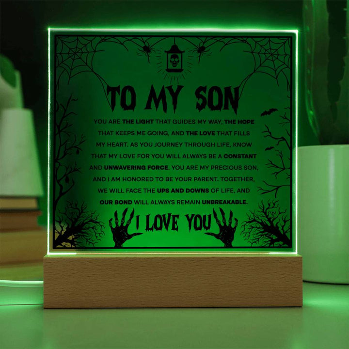 Halloween Decorative Plaque To My Son, my light, my hope﻿, constant unwavering force, unbreakable , our bond, gift ideas, acrylic