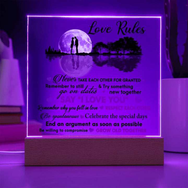 Premium Acrylic Decor with LED, Gift Ideas for Valentine, Love Rules, Gift Ideas for Boyfriend, Gift to Boyfriend, Gift from Girlfriend to Boyfriend, Badass Boyfriend, Gift To Soulmate Gift for couples