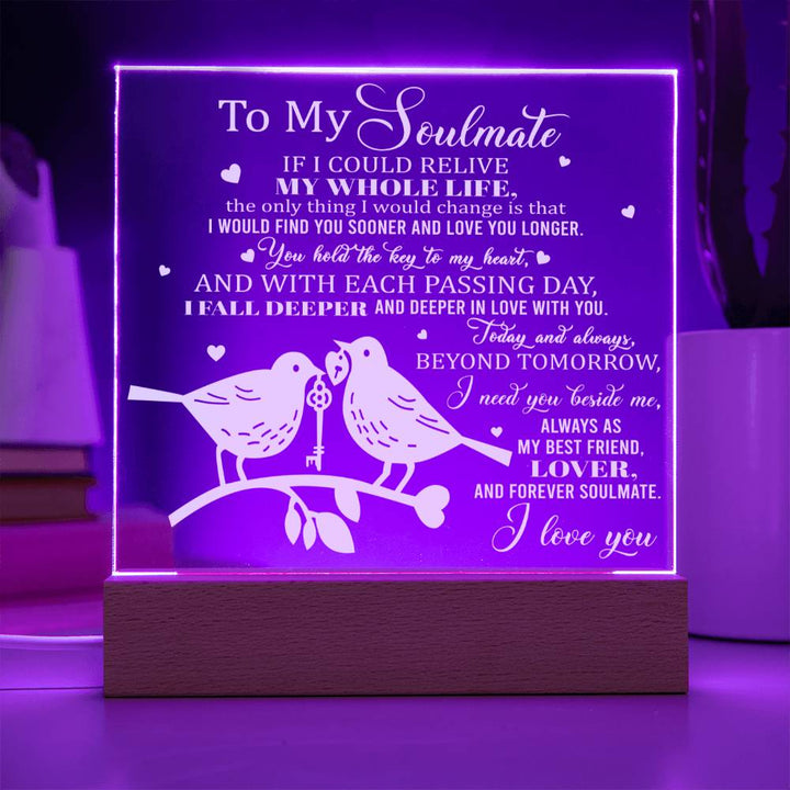 To My Soulmate You Hold The Key To My Heart Acrylic LED Decor Women Men Anniversary Valentine To Wife From Husband Birthday Gift Ideas Wedding New Baby