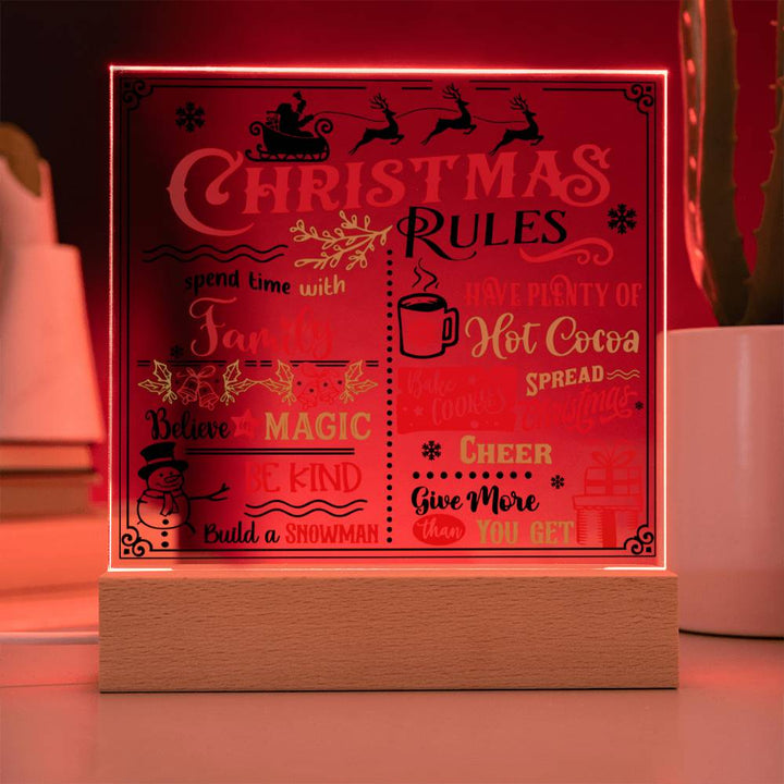 Seasons Greetings Christmas Rules, gift ideas, xmas, new year, give more than you get, acrylic decorative plaques