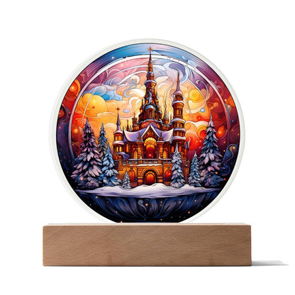 3D Lifelike Vibrant Painting of Castle on Acrylic with LED Lights, Gift Ideas, Xmas, Valentine, , soulmate, Acrylic plaques, Acrylic decorative plaques, seasons greetings, new year, thanksgiving, xmas