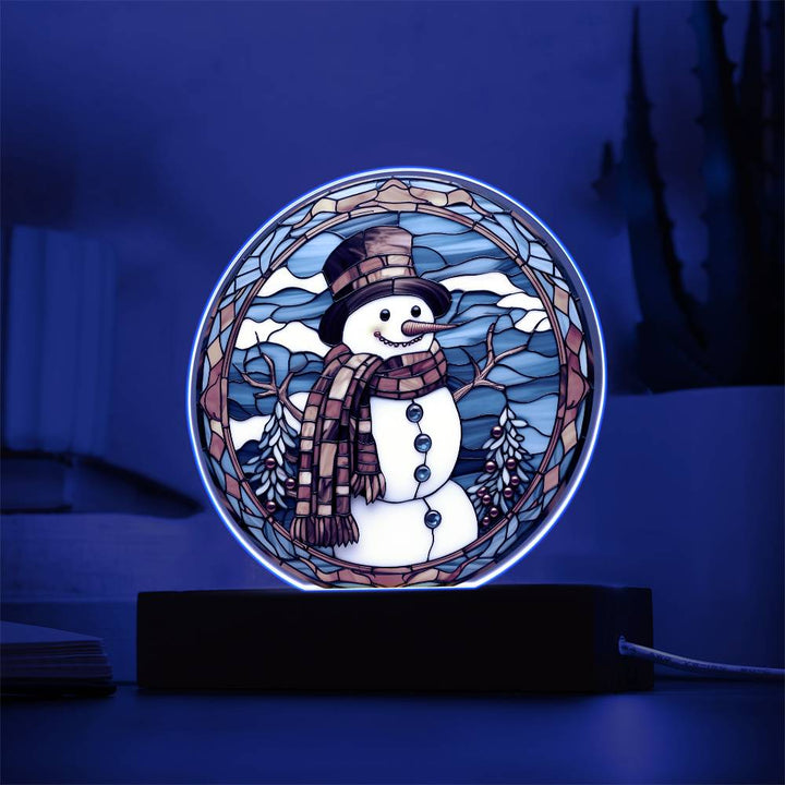 Snowman in stained like glass, xmas, thanksgivng, gift ideas