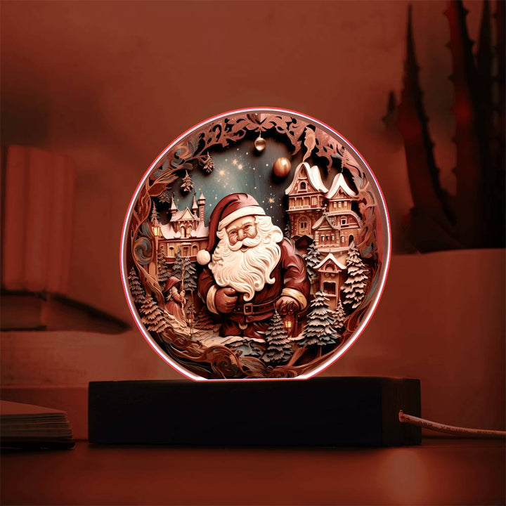 Round Acrylic Decor - Merry Xmas, Santa, Christmas, gift ideas, led, mom, dad, brother, sister, aunt, grandma, buddy, soulmate