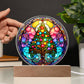 3D Lifelike Vibrant Stained Glass Look Christmas Painting of Christmas Tree on Acrylic Deco with LED Lights, Gift Ideas, Xmas, Acrylic plaques, Acrylic decorative plaques, seasons greetings, new year, thanksgiving, holiday ornaments