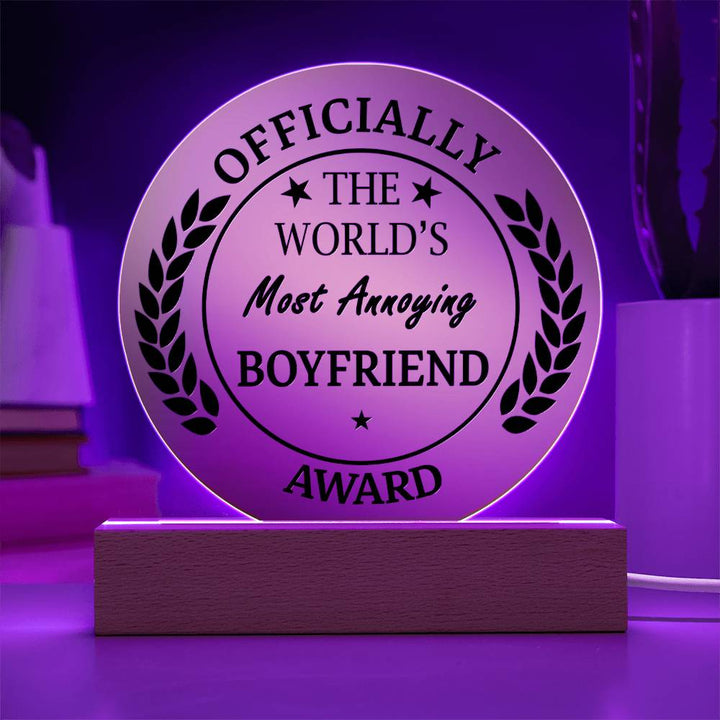The World's Most Annoying Boyfriend Award, Gift Ideas for Boyfriend, Gift to Boyfriend, Gift from Girlfriend to Boyfriend, Badass Boyfriend, Valentine