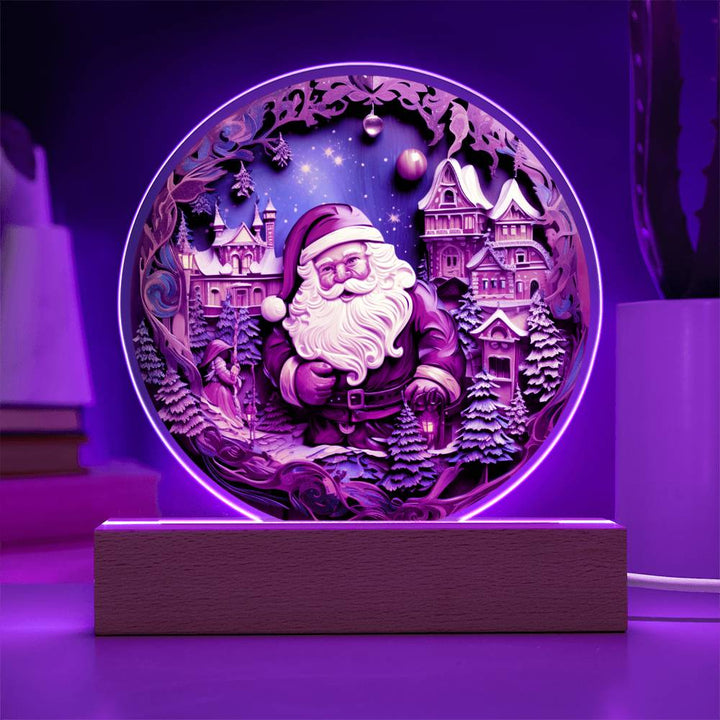 Round Acrylic Decor - Merry Xmas, Santa, Christmas, gift ideas, led, mom, dad, brother, sister, aunt, grandma, buddy, soulmate