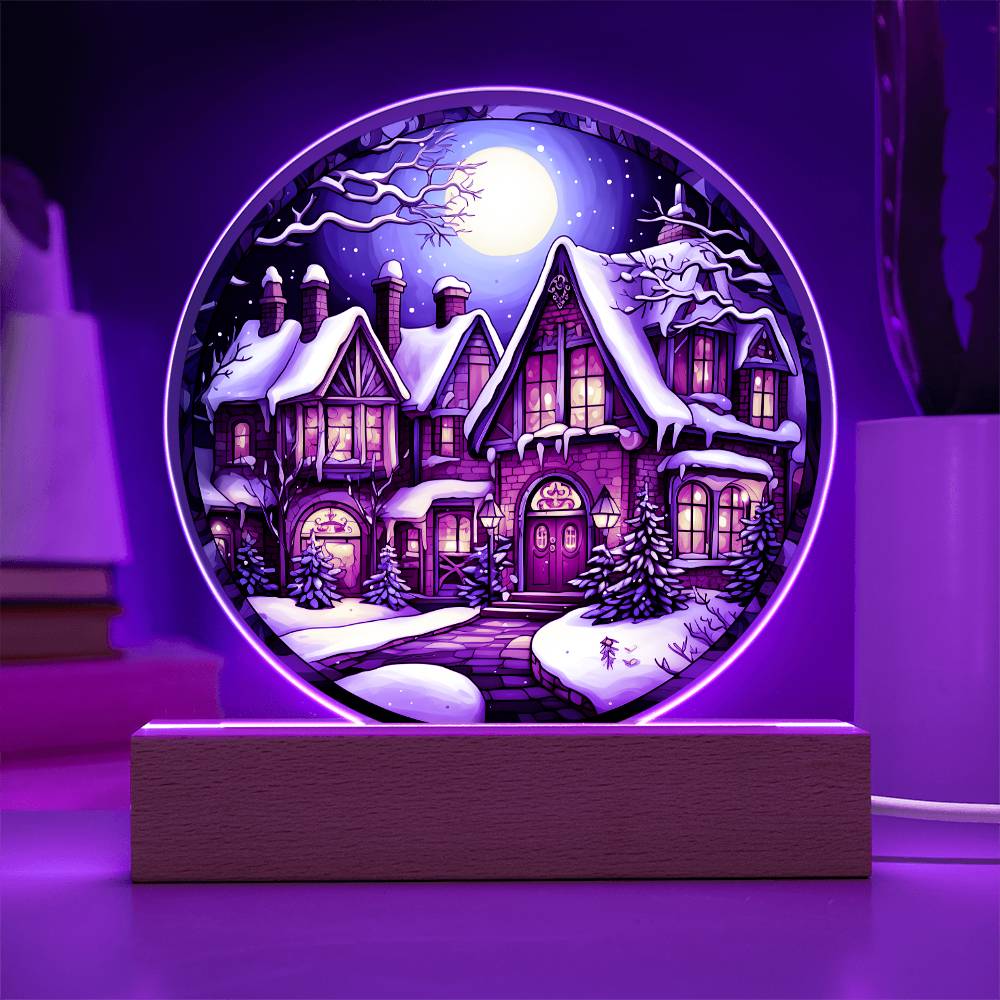 3D Acrylic﻿ Painting Decorative Plaque Snow Covered Houses Christmas Gift Ideas For Family Colleagues Business Partners Friends Neighbours Seasons Greetings