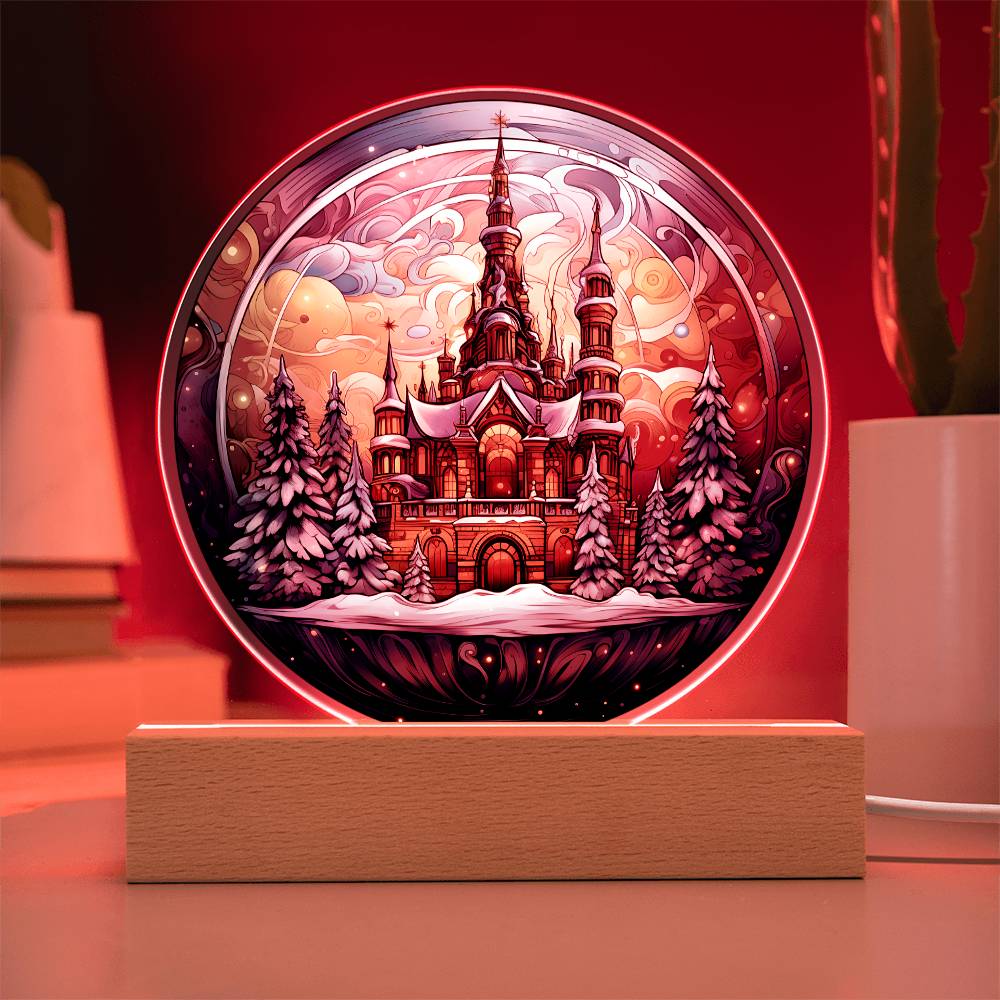 3D Lifelike Vibrant Painting of Castle on Acrylic with LED Lights, Gift Ideas, Xmas, Valentine, , soulmate, Acrylic plaques, Acrylic decorative plaques, seasons greetings, new year, thanksgiving, xmas