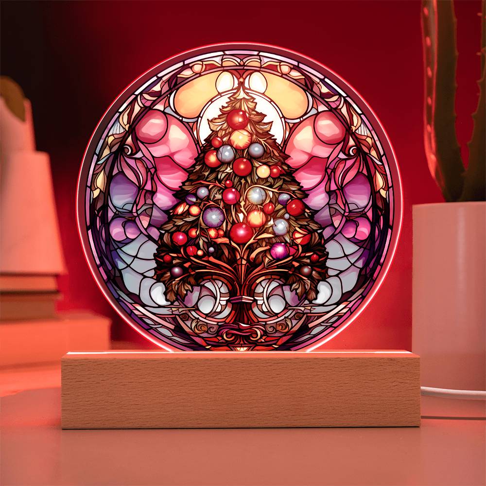 3D Lifelike Vibrant Stained Glass Look Christmas Painting of Christmas Tree on Acrylic Deco with LED Lights, Gift Ideas, Xmas, Acrylic plaques, Acrylic decorative plaques, seasons greetings, new year, thanksgiving, holiday ornaments