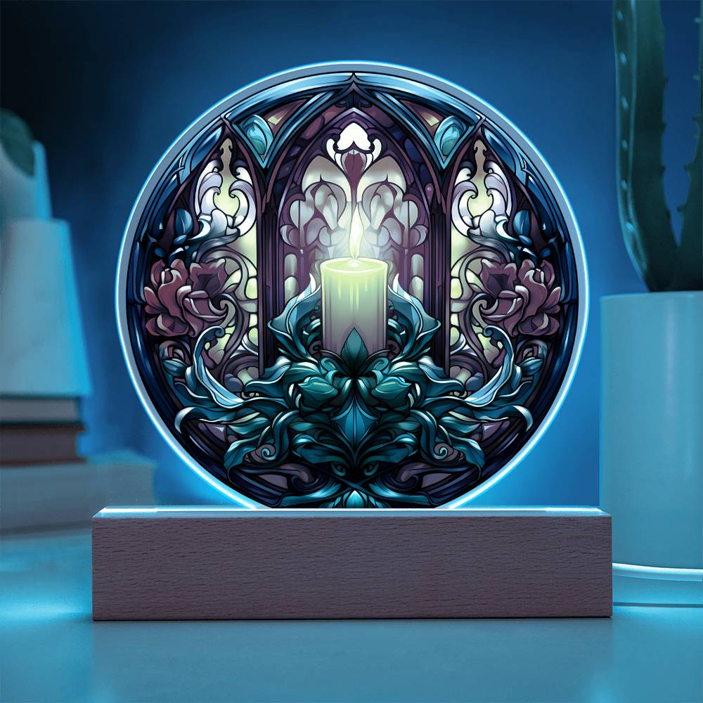 3D Acrylic﻿ Painting Decorative Plaque Lighted Candle on Stained Glass Christmas Gift Ideas For Family Colleagues Business Partners Friends Neighbours Seasons Greetings Thanksgiving