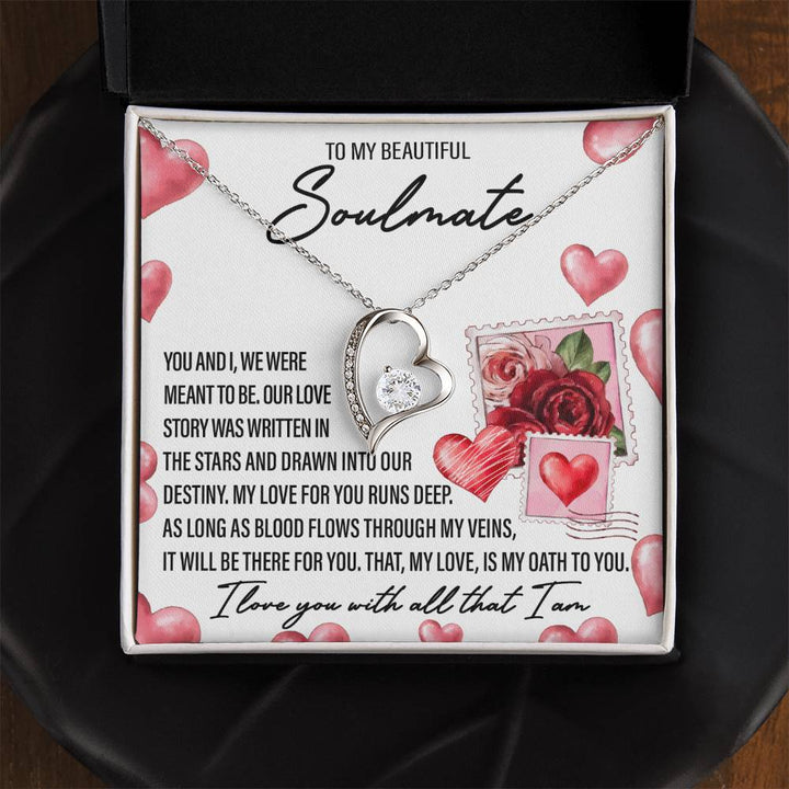 To My Beautiful Soulmate We Were Meant To Be Necklace Women Men Anniversary Valentine To Wife From Husband Birthday Gift Ideas Wedding New Baby
