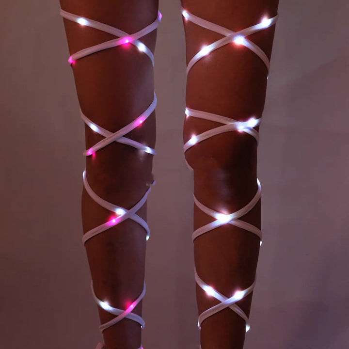 Fashionable LED Leggings With Gilded Leg Rings