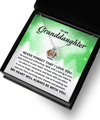 To My Grandaughter My Heart Will Always Be With You, Gift Ideas, necklace, xmas, birthday, graduation, thanksgiving, new year, christmas
