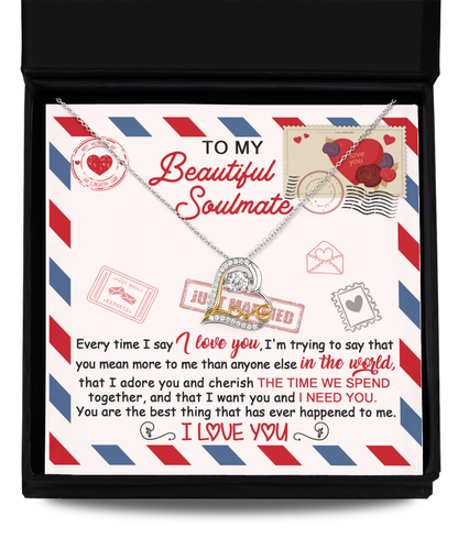 To My Beautiful Soulmate You Meant More To me Than Anyone Else, Soulmate Gifts for Women Men, Anniversary Valentine Gift for Soulmate, Soulmate Necklace For Wife From Husband, Soulmate Gifts, Birthday Gifts For Wife, Birthday Gifts For Soulmate