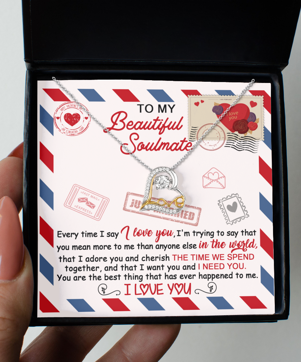 To My Beautiful Soulmate You Meant More To me Than Anyone Else, Soulmate Gifts for Women Men, Anniversary Valentine Gift for Soulmate, Soulmate Necklace For Wife From Husband, Soulmate Gifts, Birthday Gifts For Wife, Birthday Gifts For Soulmate