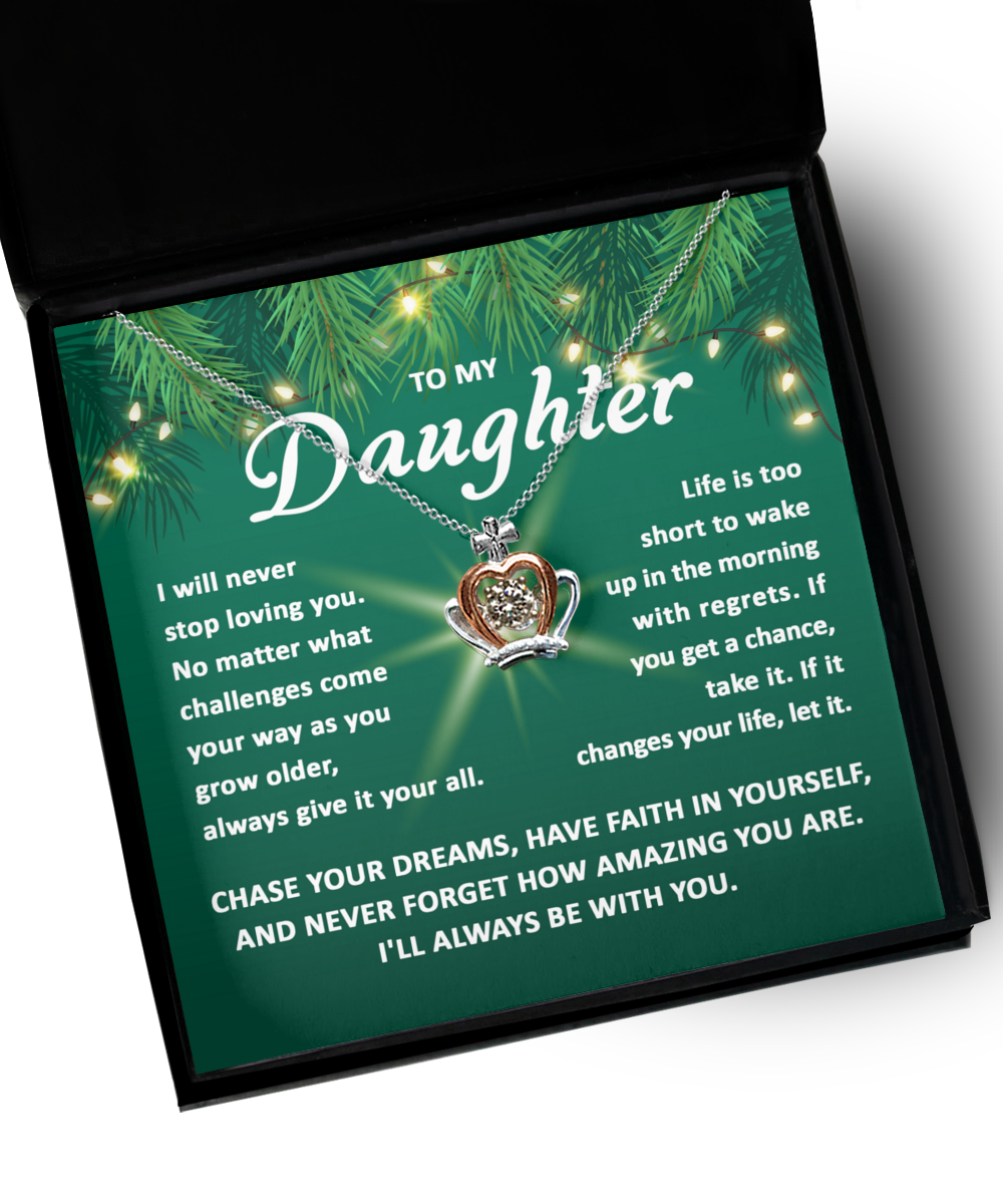 To My Daughter Chase Your Dreams, necklace, gift ideas, xmas, birthday, graduation, thanksgiving, new year, christmas