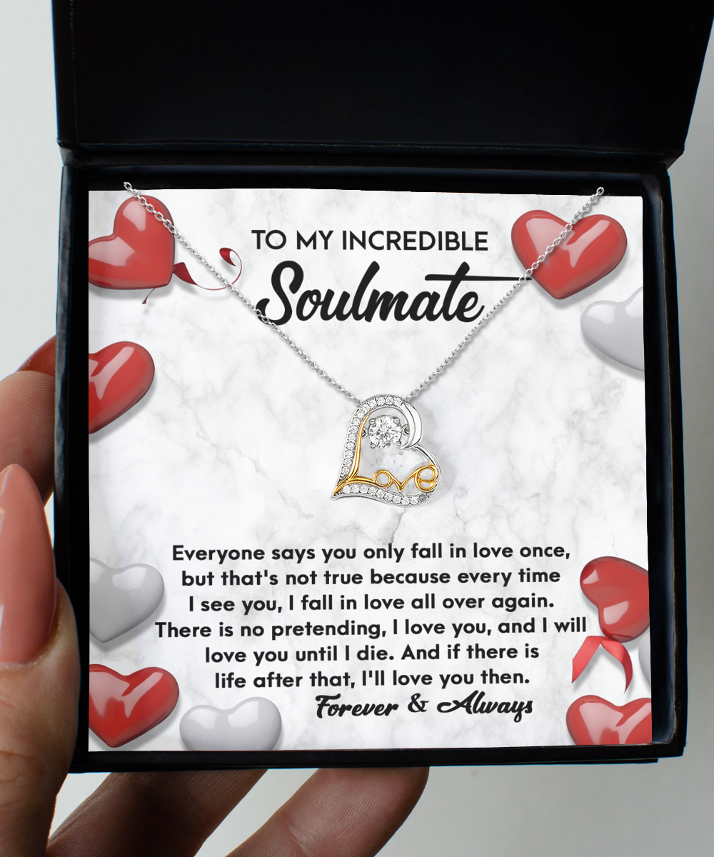 To My Incredible Soulmate Necklace Forever And Always Gifts Ideas for Women Men Anniversary Valentine Gift Necklace For Wife From Husband Birthday Wedding New Baby