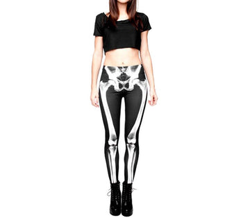 Halloween Leggings - Realistic 3D digital human skeleton Print
