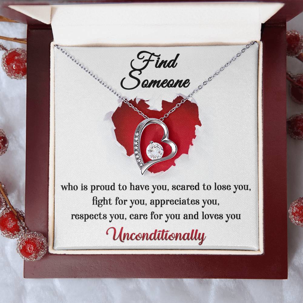 Forever Love Necklace, Find Someone Who Loves You Unconditionally, Mum Gifts to Daughter, Dad Gifts to Daughter, Gifts for Cousins, Gifts for Sister, Besties