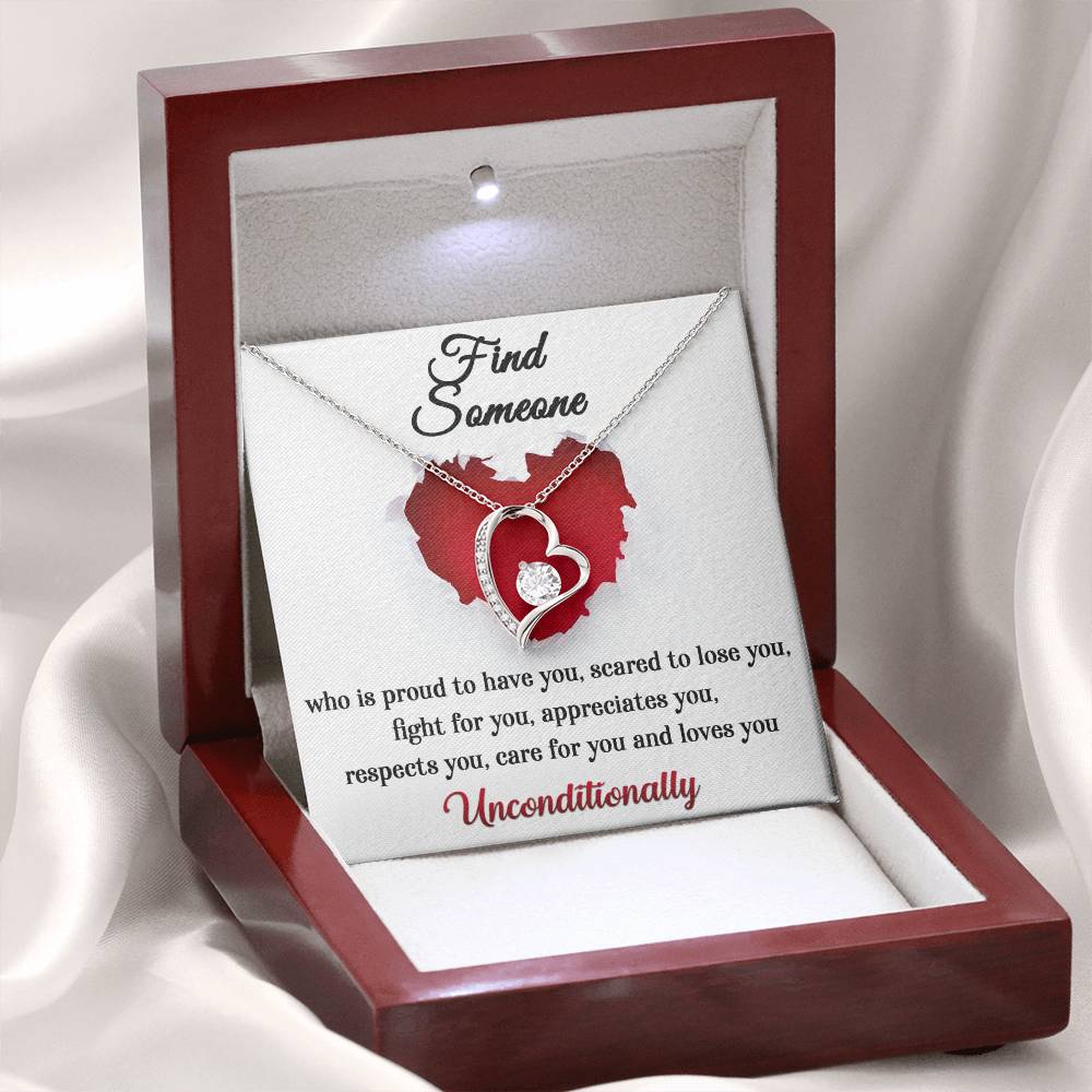 Forever Love Necklace, Find Someone Who Loves You Unconditionally, Mum Gifts to Daughter, Dad Gifts to Daughter, Gifts for Cousins, Gifts for Sister, Besties