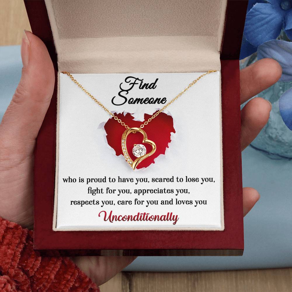 Forever Love Necklace, Find Someone Who Loves You Unconditionally, Mum Gifts to Daughter, Dad Gifts to Daughter, Gifts for Cousins, Gifts for Sister, Besties