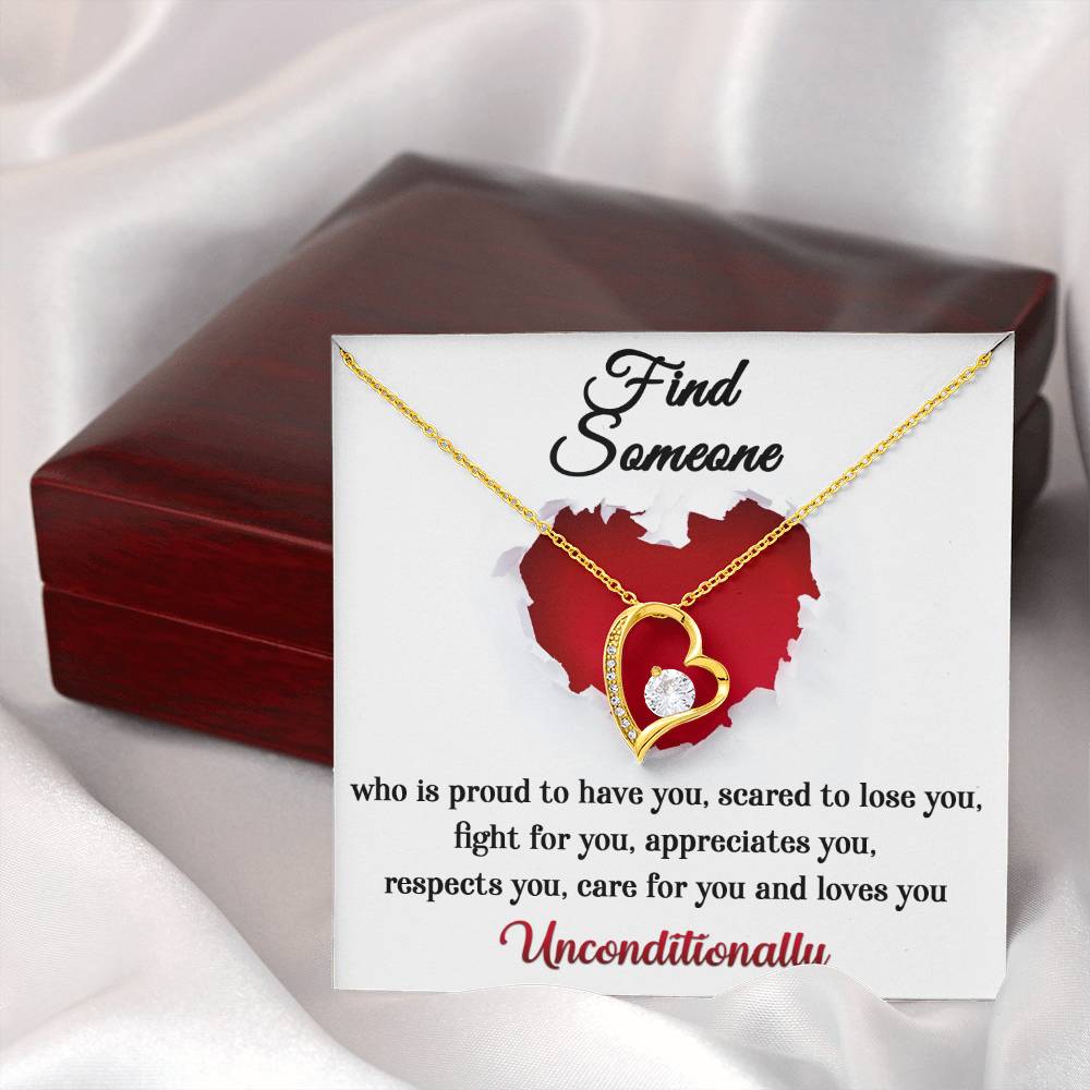 Forever Love Necklace, Find Someone Who Loves You Unconditionally, Mum Gifts to Daughter, Dad Gifts to Daughter, Gifts for Cousins, Gifts for Sister, Besties