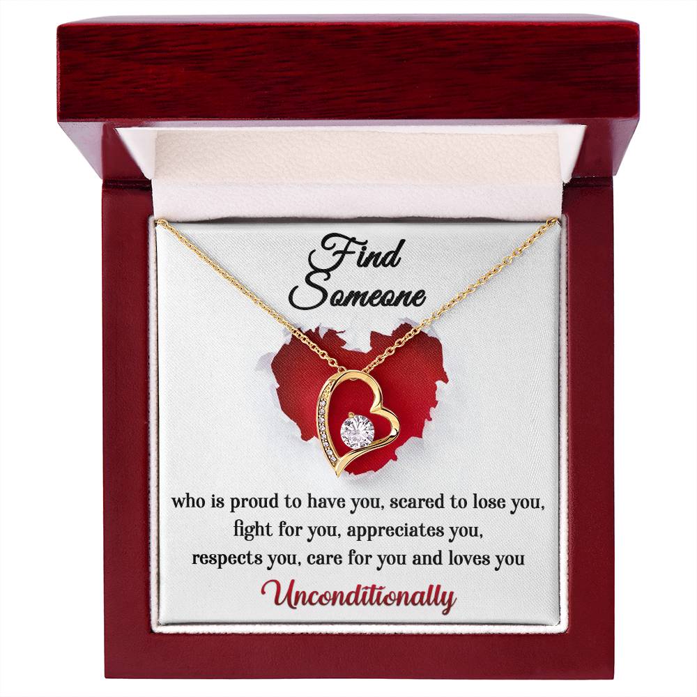 Forever Love Necklace, Find Someone Who Loves You Unconditionally, Mum Gifts to Daughter, Dad Gifts to Daughter, Gifts for Cousins, Gifts for Sister, Besties