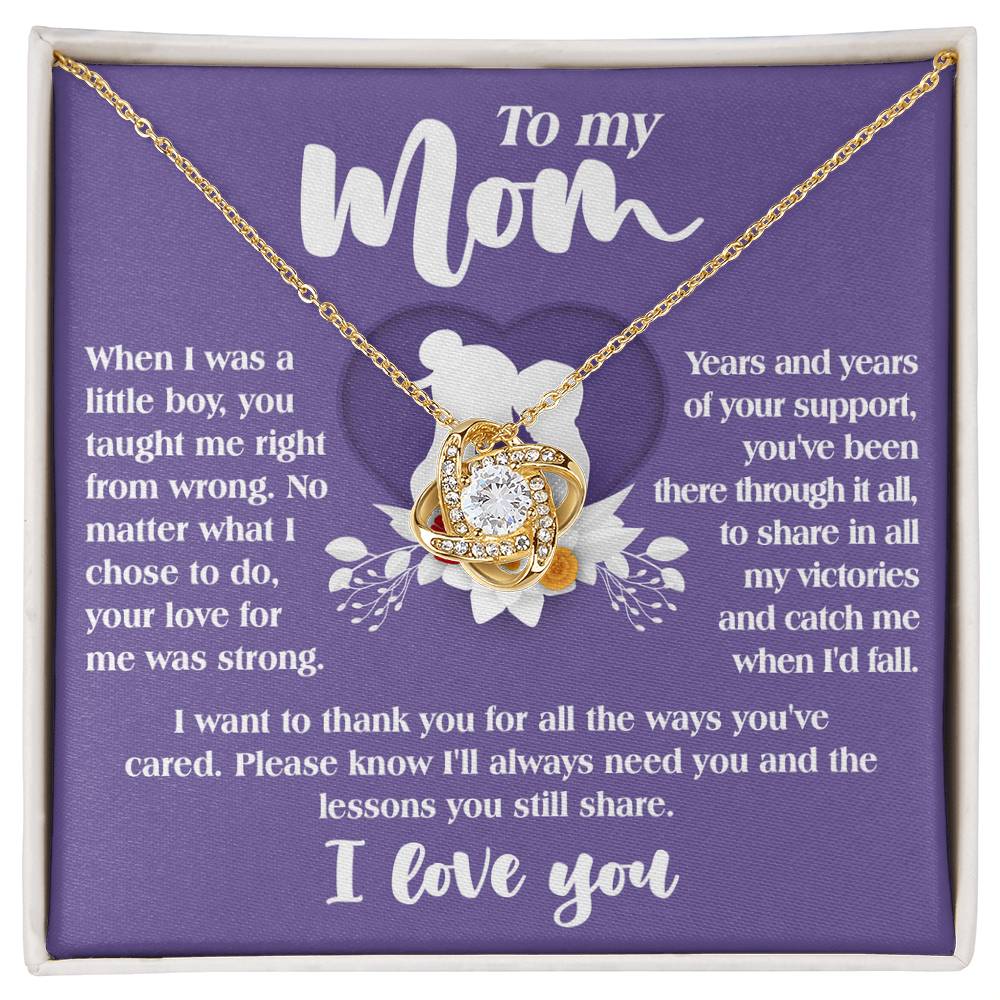 To My Mom From Son, when I was a little boy you yhought me right from wrong, share in all my victories and catch me when I fall