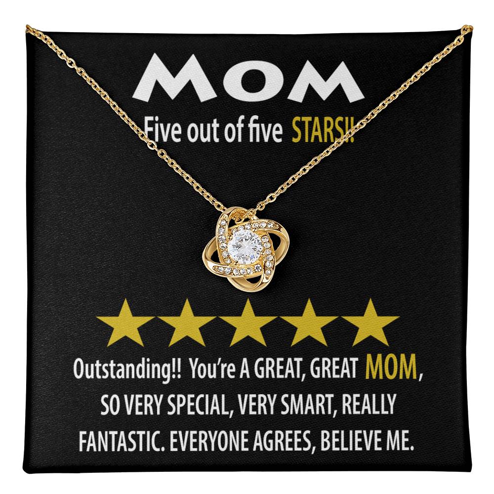 To My MOM, Outstanding! Five out of five STARS! A great MOM so special very smart, really fantastic, everyone agrees, believe me