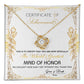 Maid Of Honor-Certificate Of Achievement