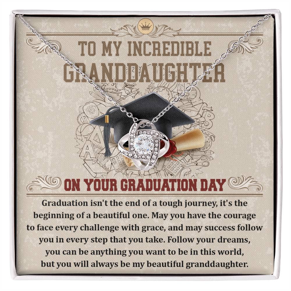 To My Incredible GrandDaughter on your graduation day, graduation isn't the end of a tough journey, it's the beginning of a beautiful one., the courage to face every challenge with grace, success follows you in every step you take, follow your dreams