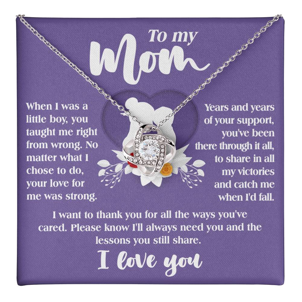 To My Mom From Son, when I was a little boy you yhought me right from wrong, share in all my victories and catch me when I fall