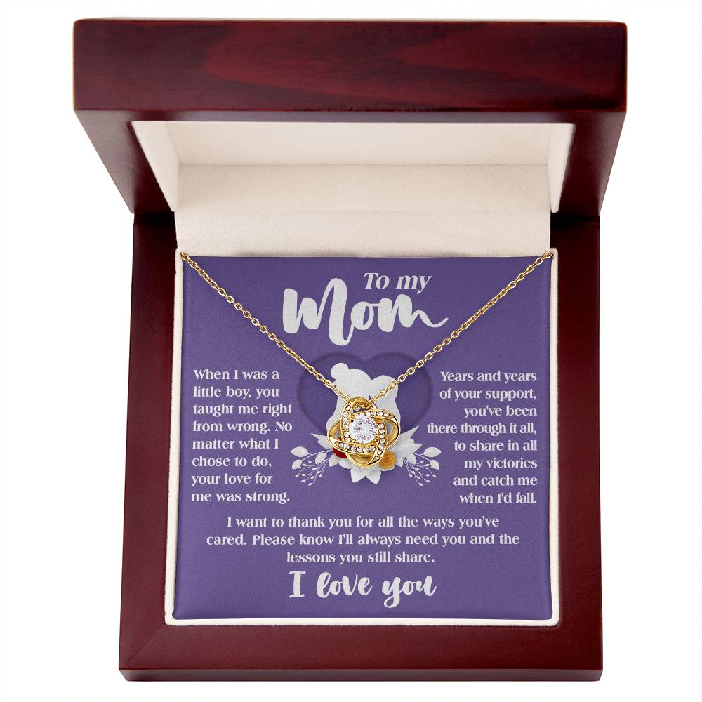 To My Mom From Son, when I was a little boy you yhought me right from wrong, share in all my victories and catch me when I fall